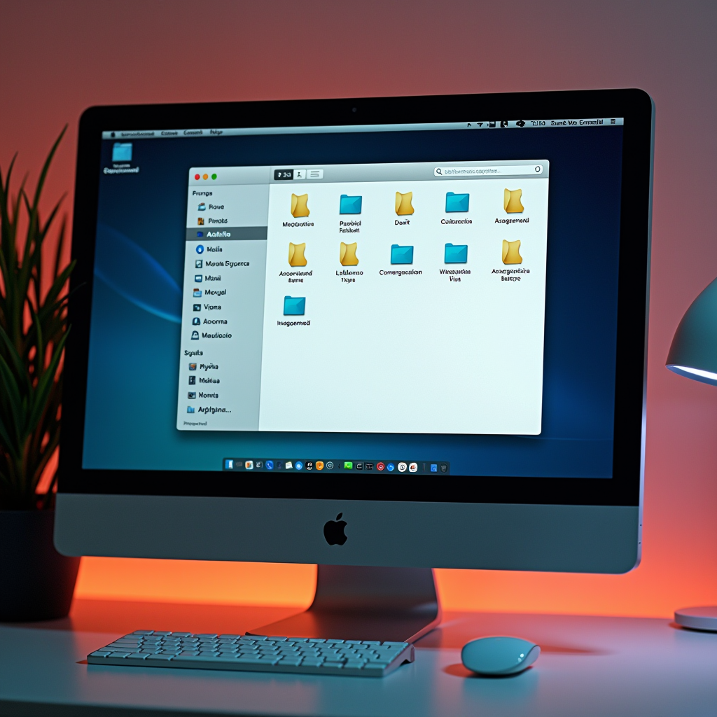 Pantalla de Mac mostrando archivos del sistema y carpetas con interfaz de limpieza de caché en español
